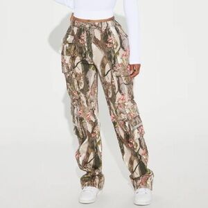 FN By A Long Shot Floral Camo Stretch Cargo Jeans